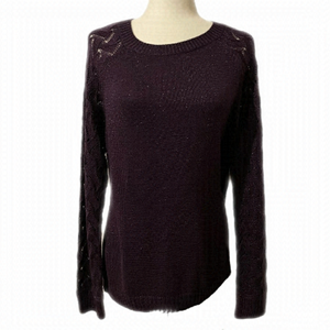 Northern Reflections Women’s Size XL Purple Metallic Open Woven Sleeve Sweater